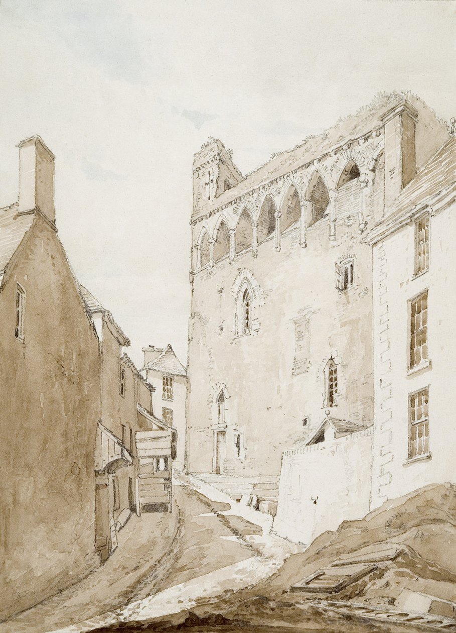 Swansea Castle (akvarel og blyant på papir) af George Orleans Delamotte