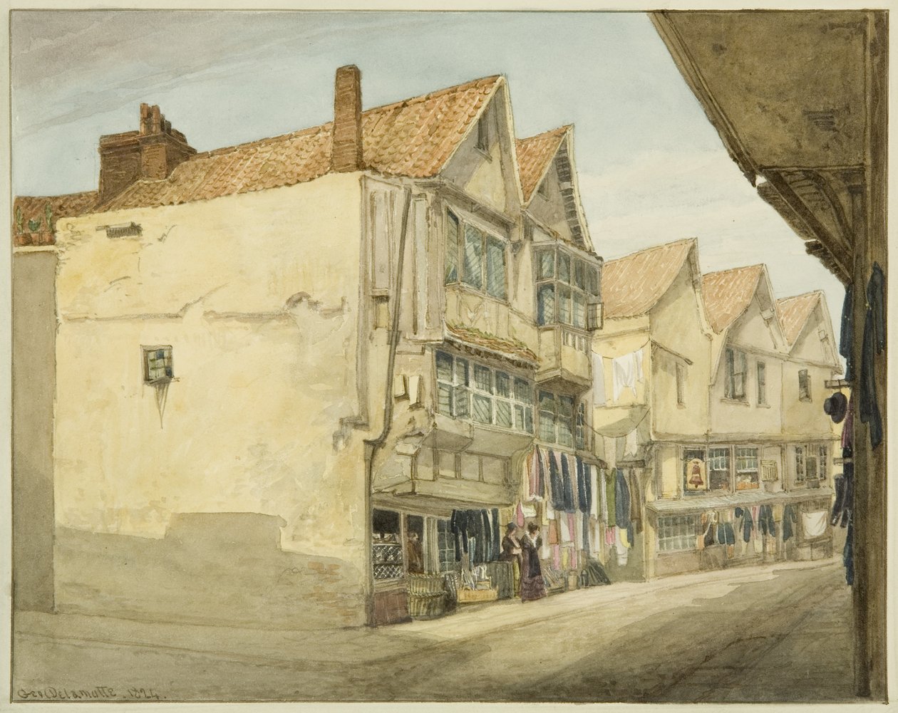 The Pithay (blyant og akvarel på papir) af George Orleans Delamotte