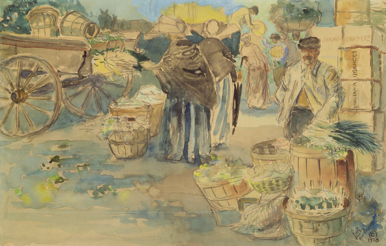 Markedet, New Orleans, 1918 af George Overbury Hart