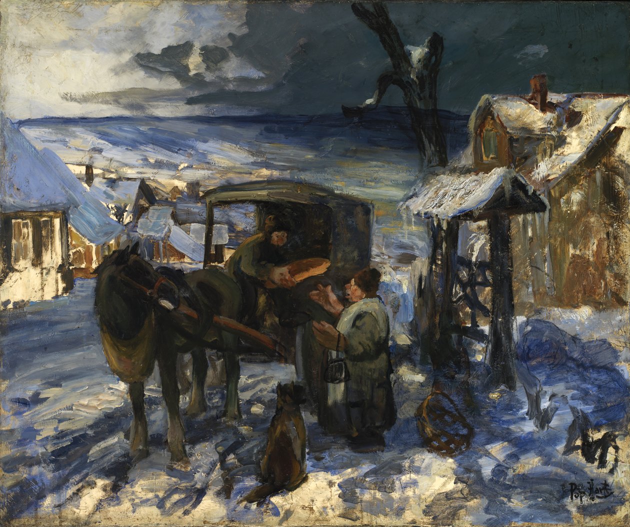Landsbyscene, slutningen af det 19.-begyndelsen af det 20. århundrede. af George Overbury Hart