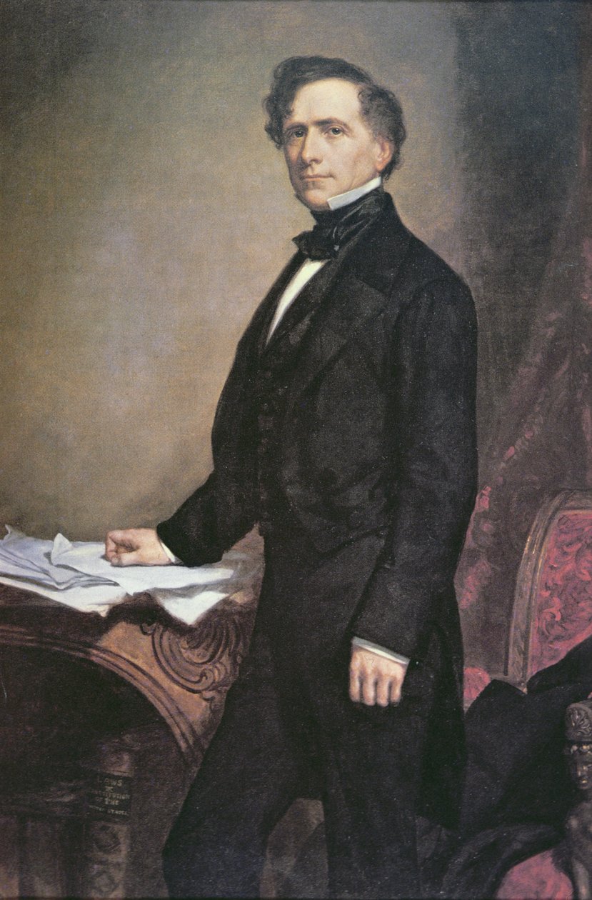 Franklin Pierce (1804-69) (farvelitografi) af George Peter Alexander (after) Healy
