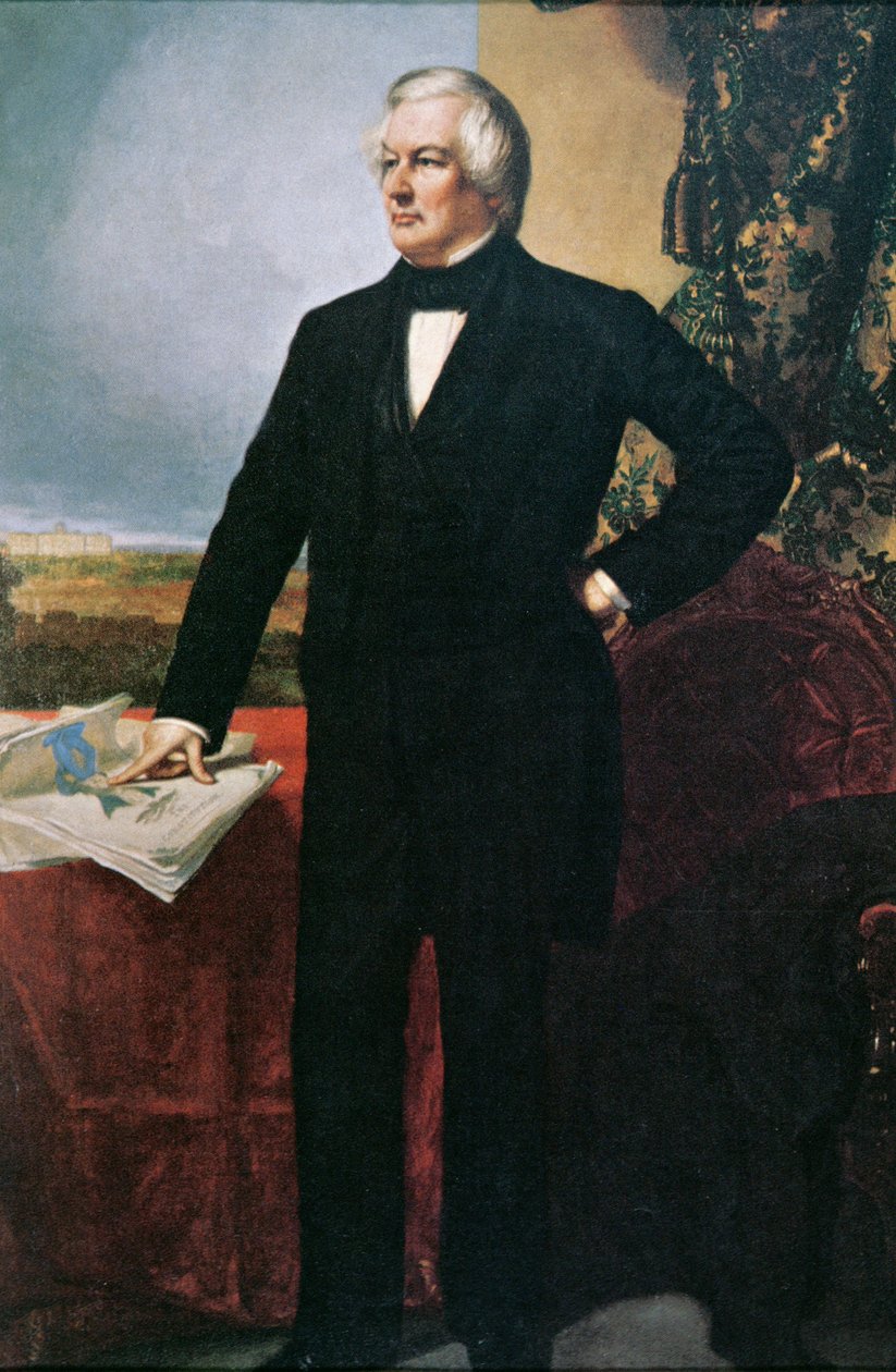 Millard Fillmore (1800-74) (farve litho) af George Peter Alexander (after) Healy