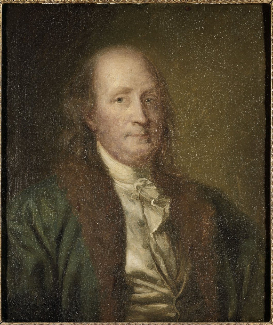 Fransk:  Benjamin Franklin (1706-1790) Benjamin Franklin (1706-1790) af George Peter Alexander Healy