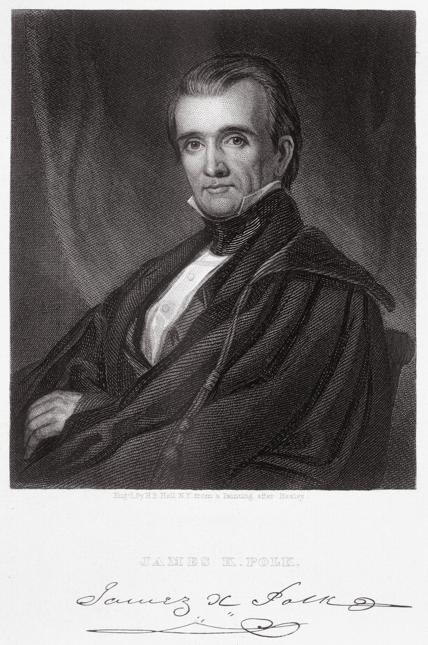 James Knox Polk, graveret af Henry Bryan Hall (1808-84) af George Peter Alexander Healy