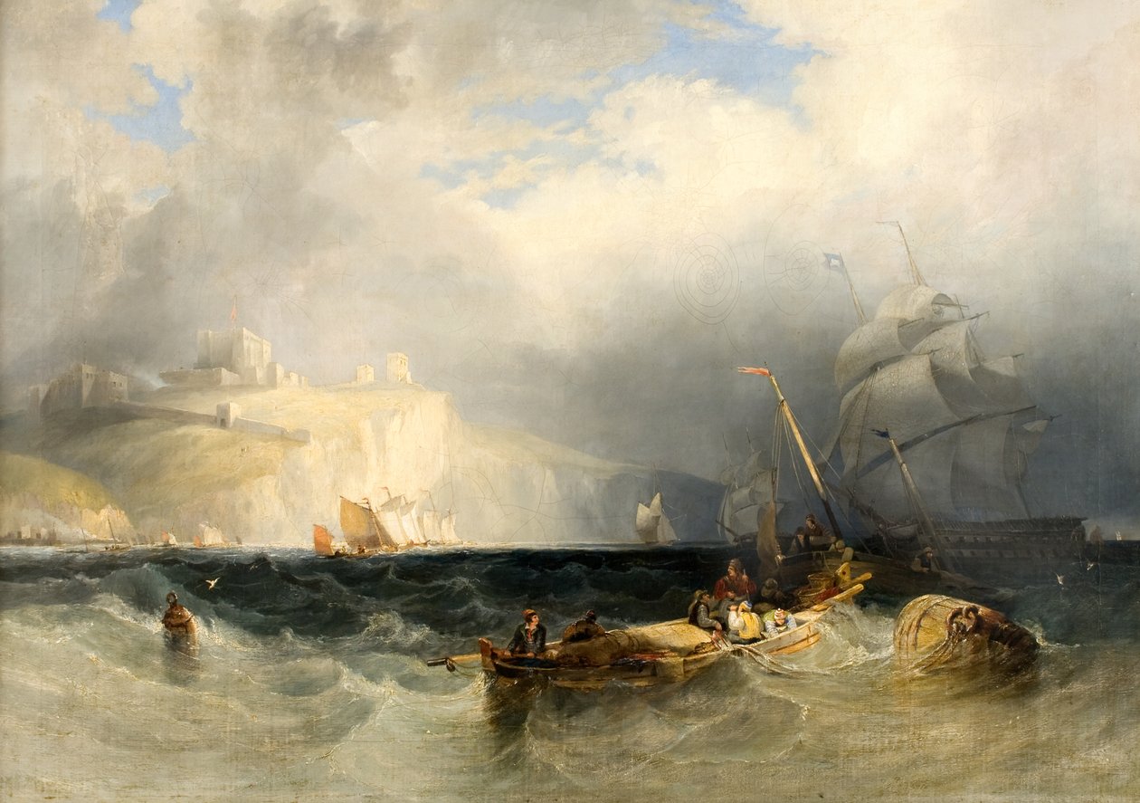 Franske fiskerbåde i en kuling af vind fra Dover af George Philip Reinagle