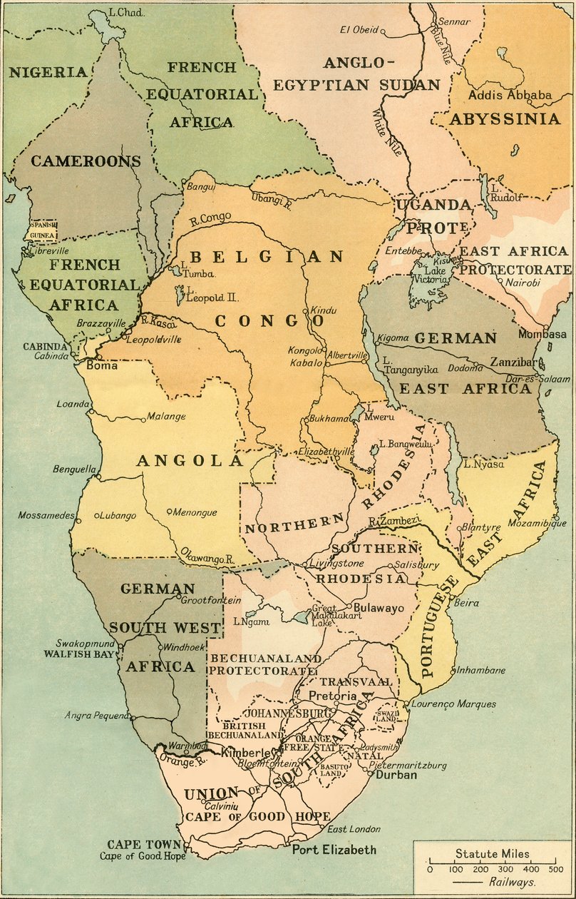 Kort over Mid. Og Sydafrika, 1919. af George Philip and Son Ltd