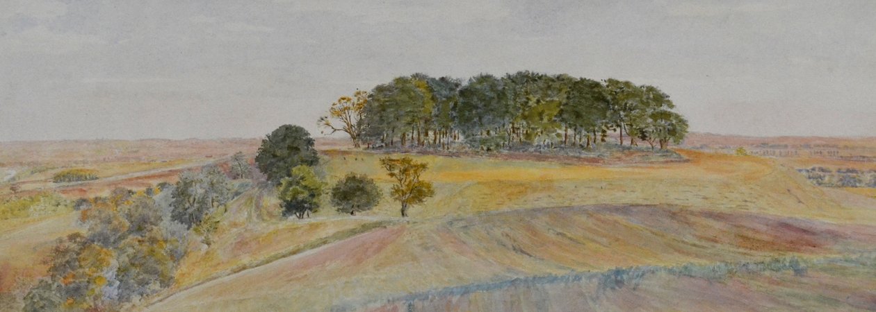En af Wittenham-klumperne eller Sinodun Hills, Berkshire, ca. 1870-90 (akvarel) af George Price Boyce