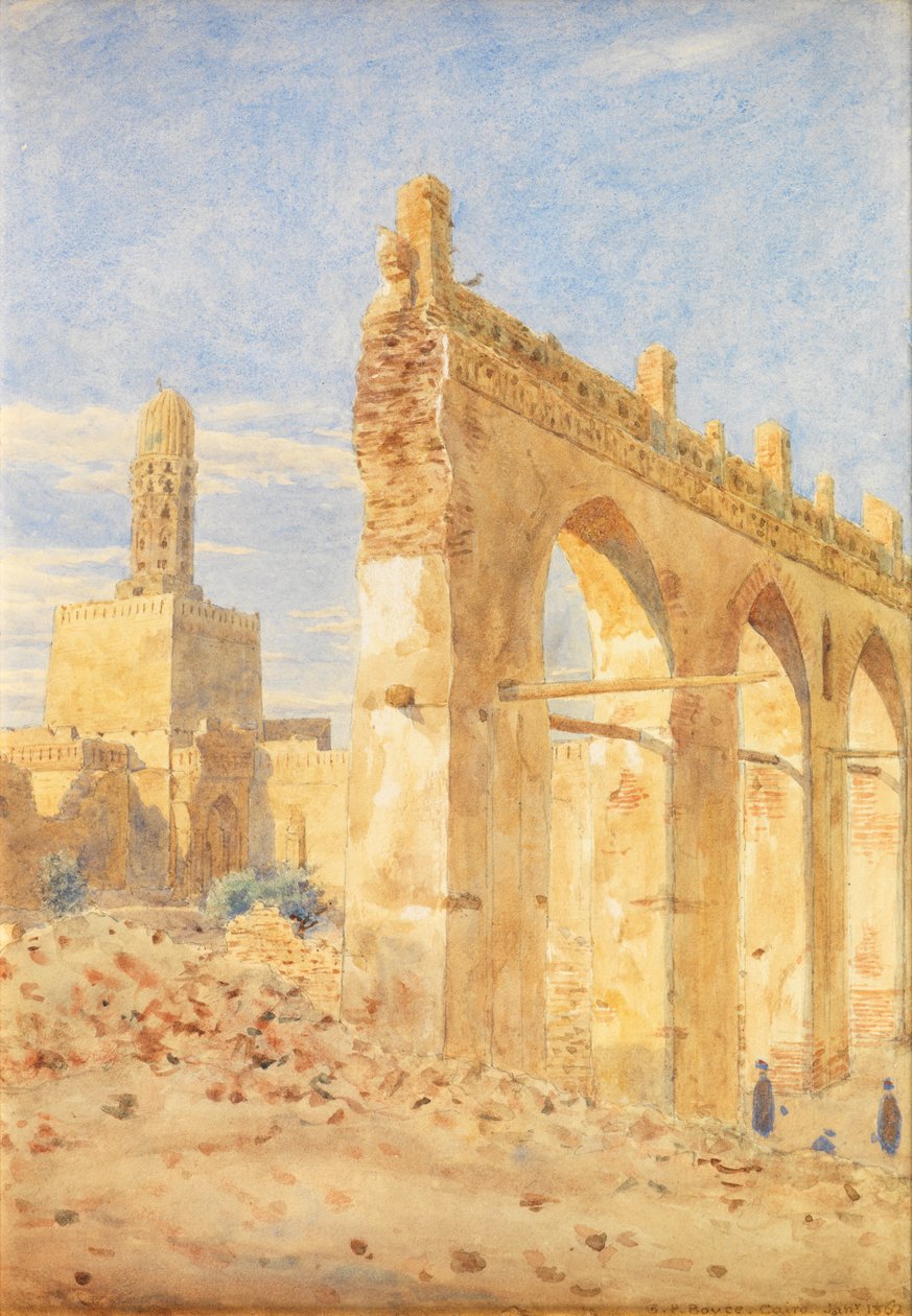 Ruinerne af Gama al-Hakim, Cairo (akvarel) af George Price Boyce