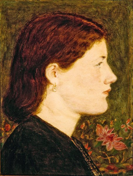 Studie af Ellen Smith, hoved og skuldre (olie på panel) af George Price Boyce