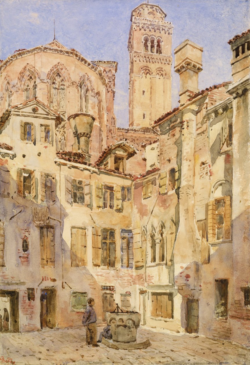 Frari-kirken, Venedig, fra Campiello San Rocco, 1854 af George Price Boyce