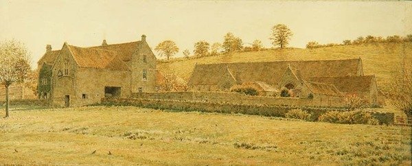 The Old Tithe Barn and Farm House nær Bradford-on-Avon af George Price Boyce
