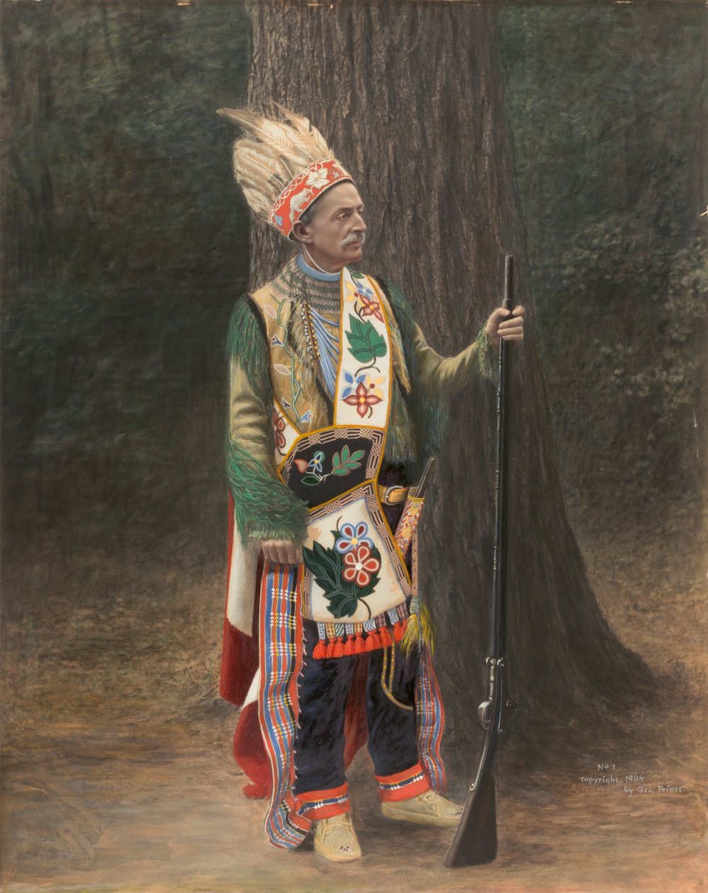 Hvid mand i Chippewa-kostume, slutningen af det 19.-begyndelsen af det 20. århundrede. af George Prince