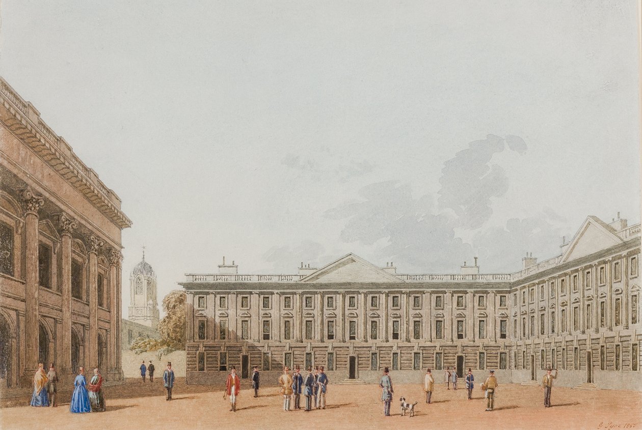 Peckwater Quad set mod vest, Christ Church, Oxford, 1850 (blæk og wc på papir) af George Pyne