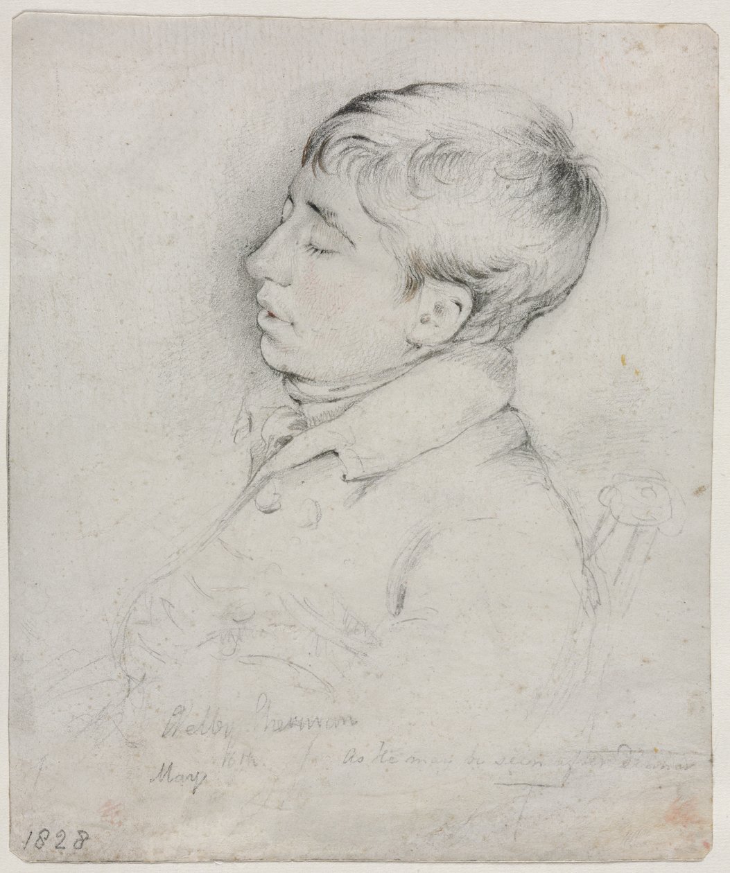 Et portræt af Welby Sherman Sovende i en stol, 1828. af George Richmond