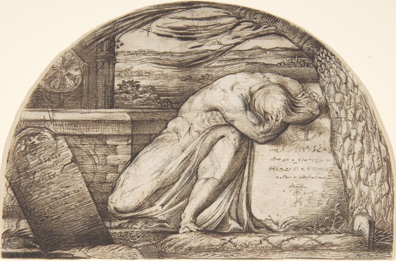 En figur, der græder over en grav af George Richmond