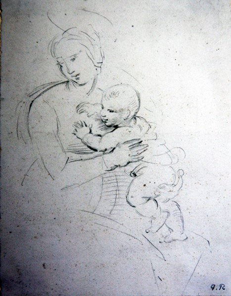 En mor og hendes barn - studie for de gamle af George Richmond