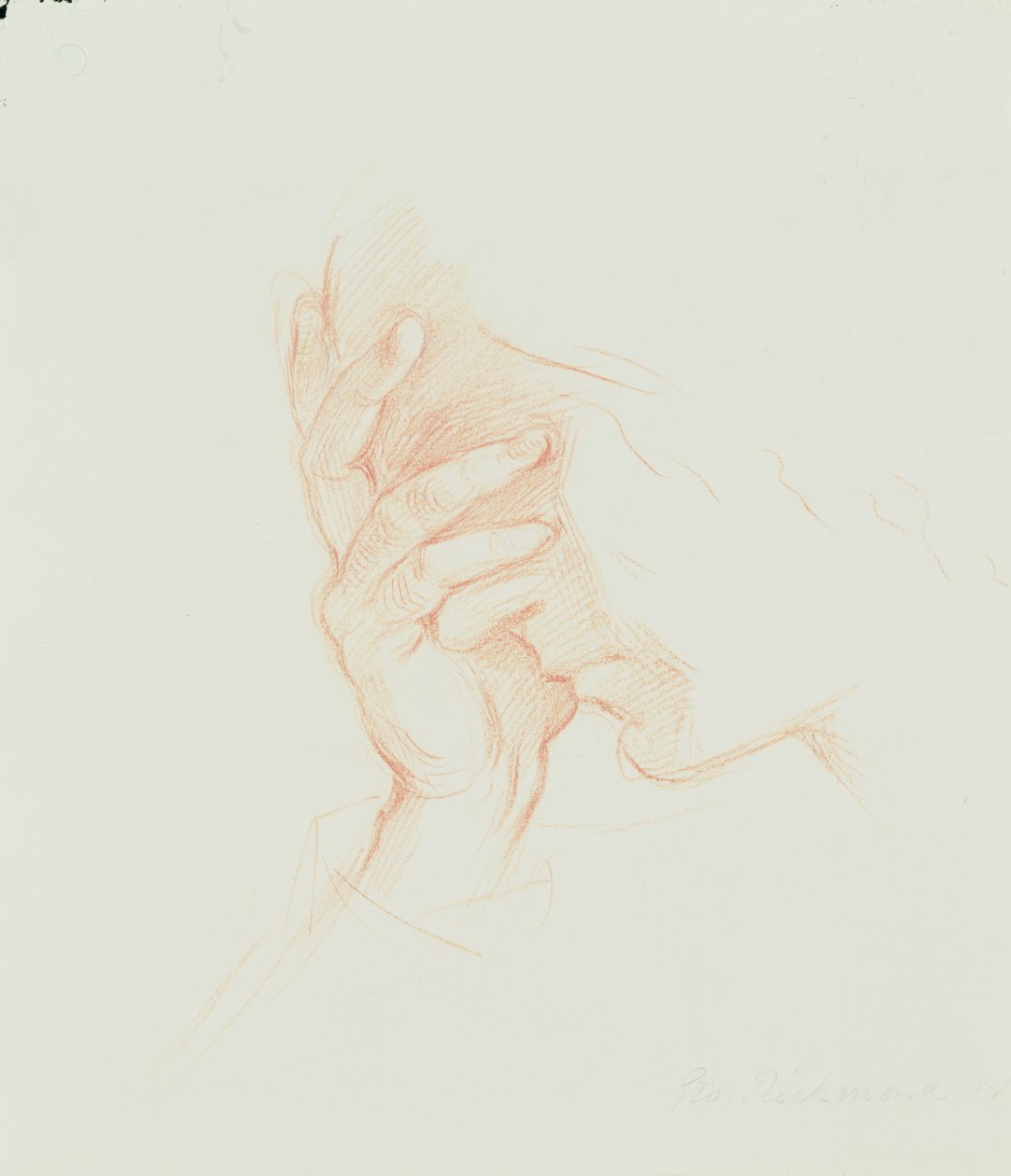 Hovedstudie af en kvinde, ca. 1835 (rødt kridt på papir) af George Richmond