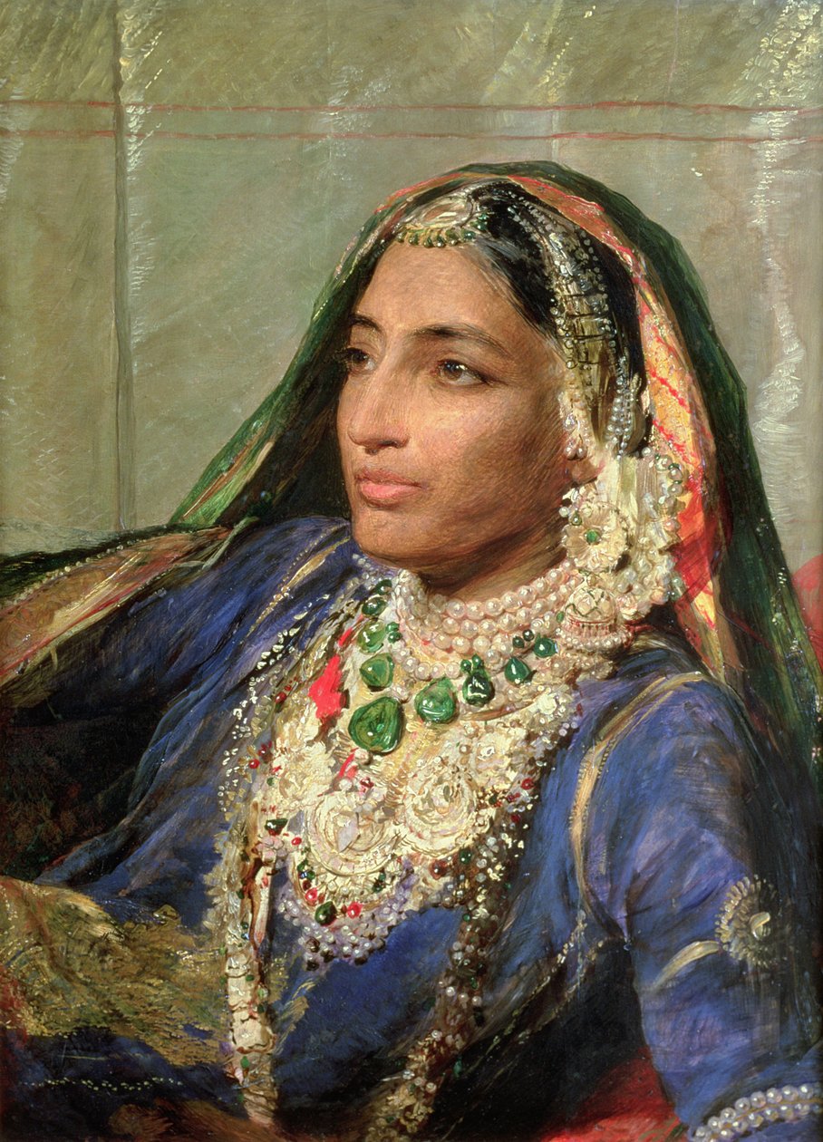 Portræt af Rani Jindan Singh, i en indisk Sari af George Richmond