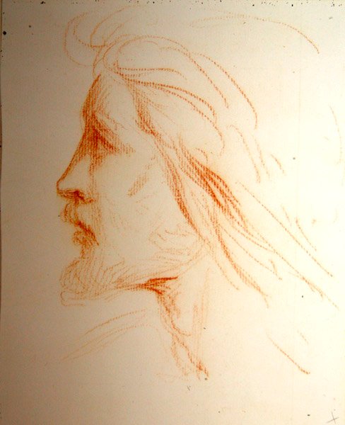 Portrætstudie af Samuel Palmer, ca. 1828-29 (rødt kridt på papir) af George Richmond