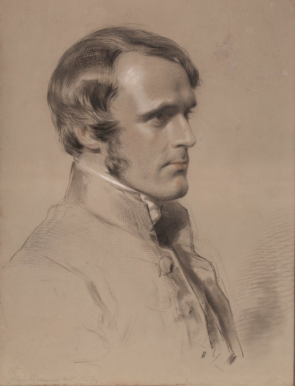 Pastor John Jackson, 1853 (sort, rød og hvid kridt på papir) af George Richmond