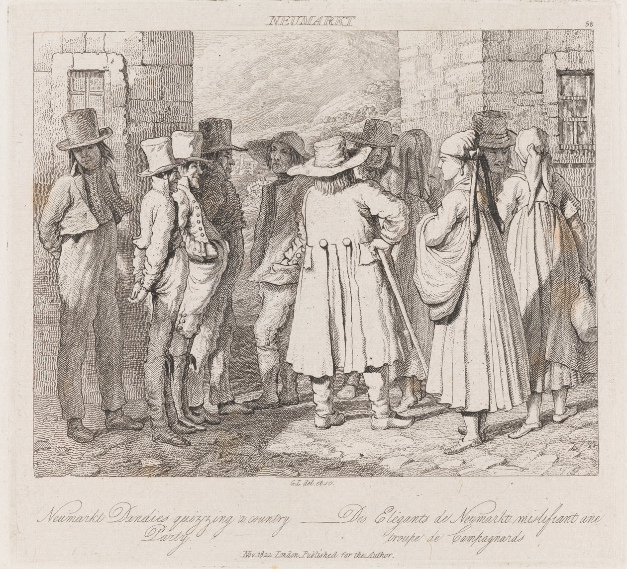 Dandies, Neumarket, ca. 1821 (radering) af George Robert Lewis