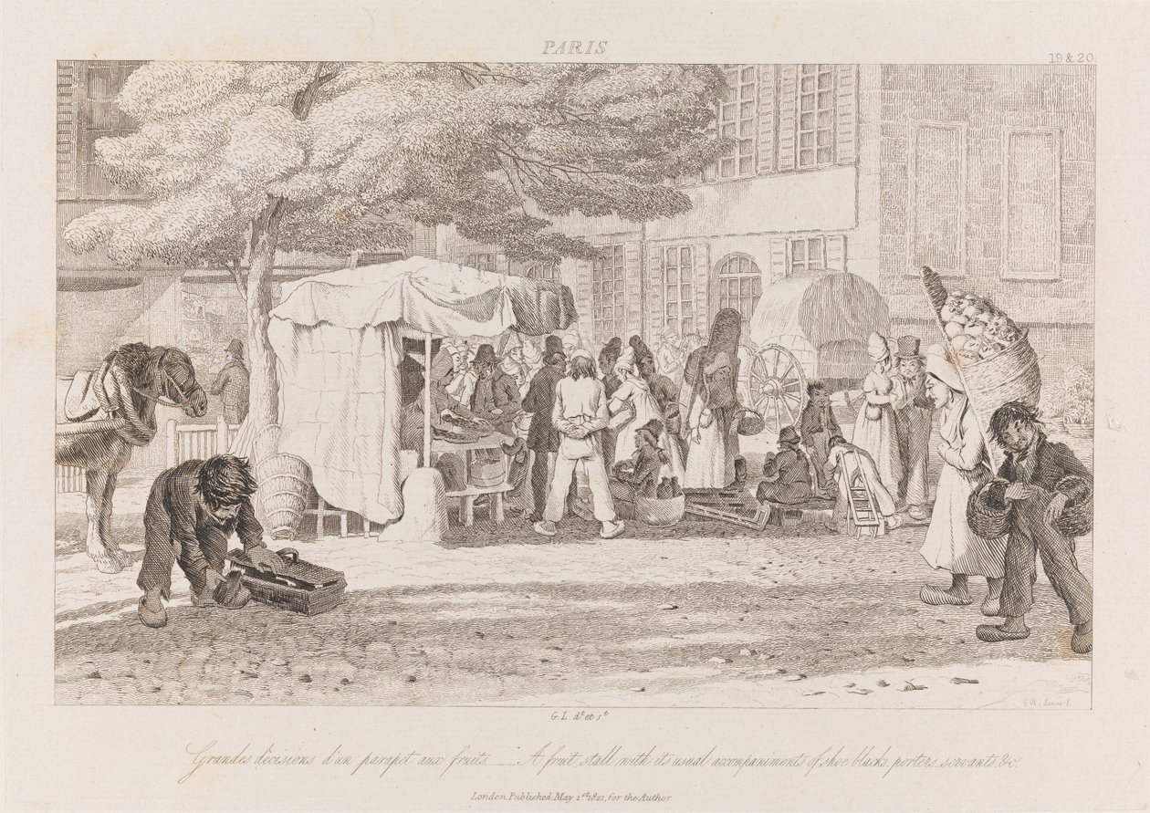 Frugtbod, Paris, ca. 1821 (radering) af George Robert Lewis