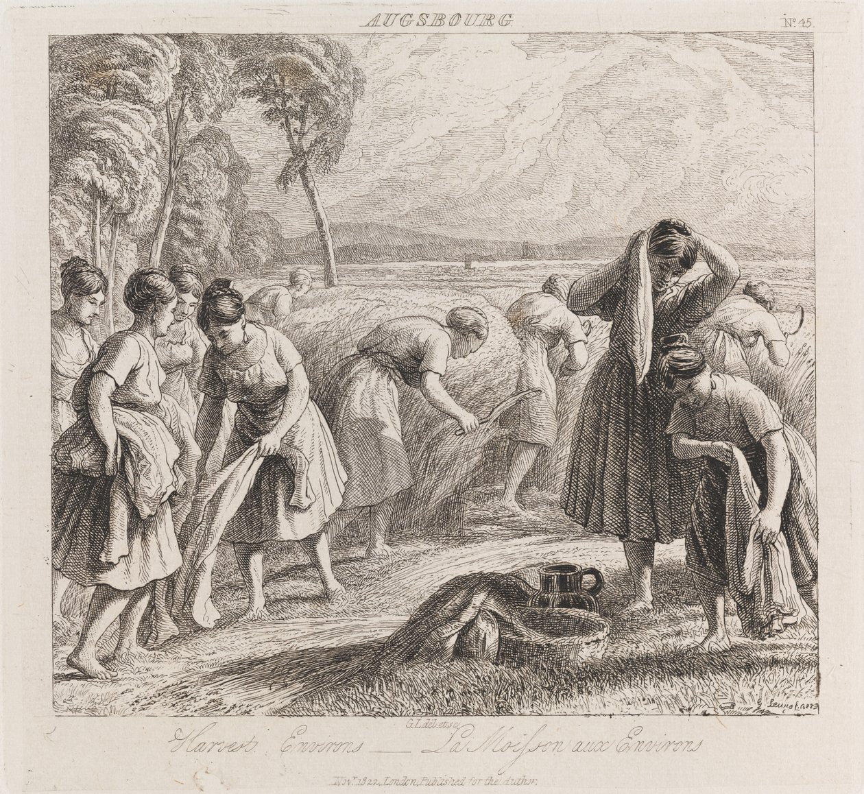 Harvest, Augsbourg, ca. 1821 (radering) af George Robert Lewis