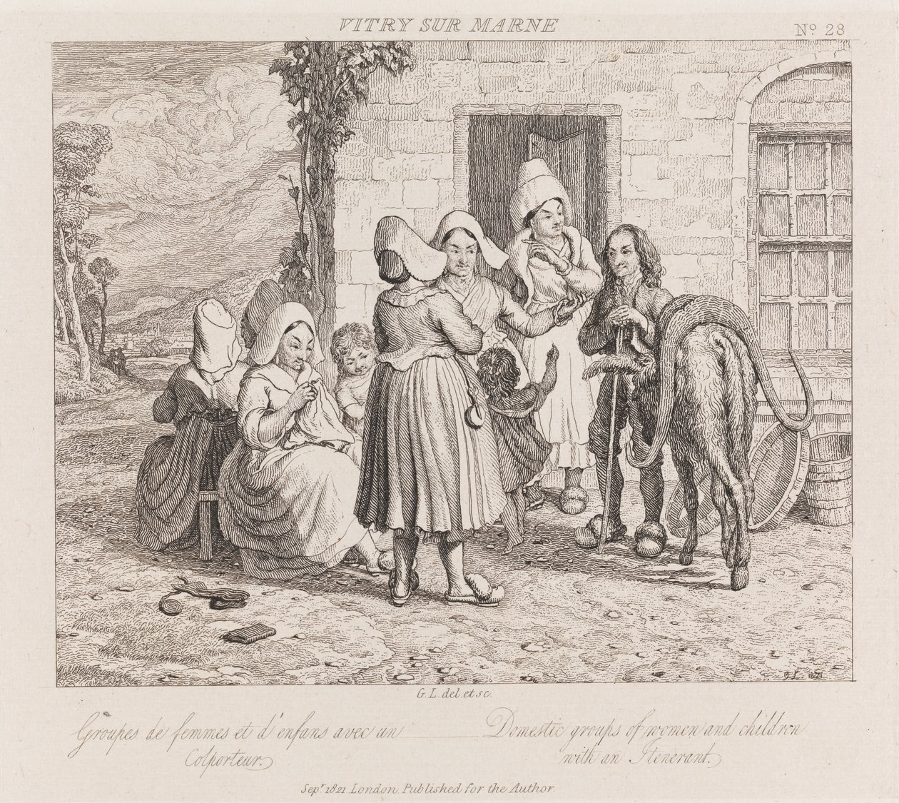Omrejsende, Vitry Sur Marne, ca. 1821 (radering) af George Robert Lewis