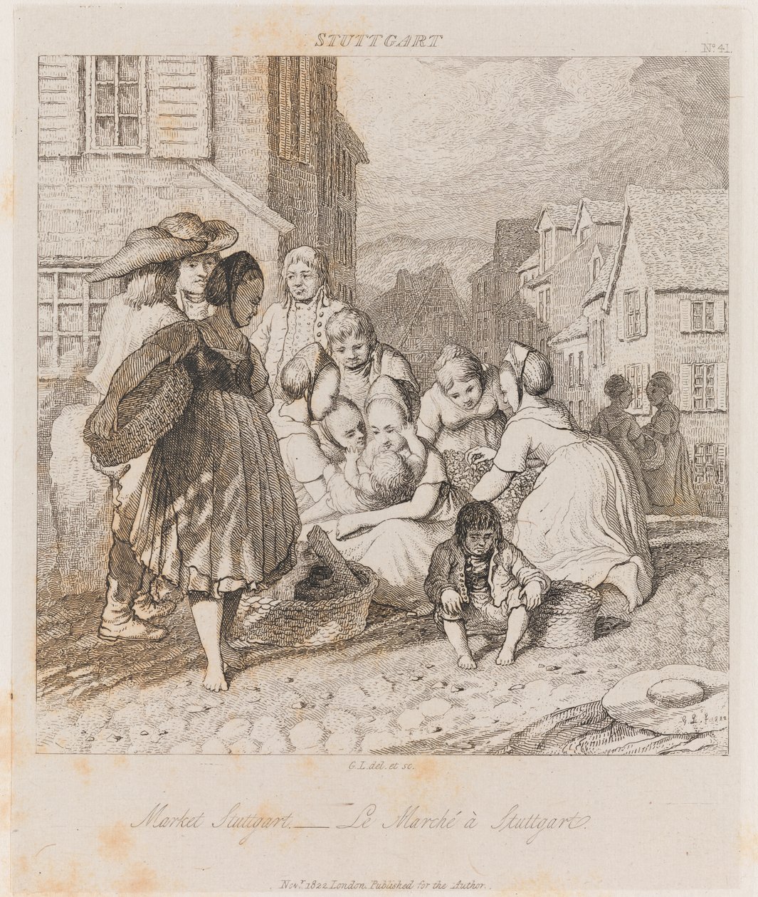 Marked, Stuttgart, ca. 1821 (radering) af George Robert Lewis