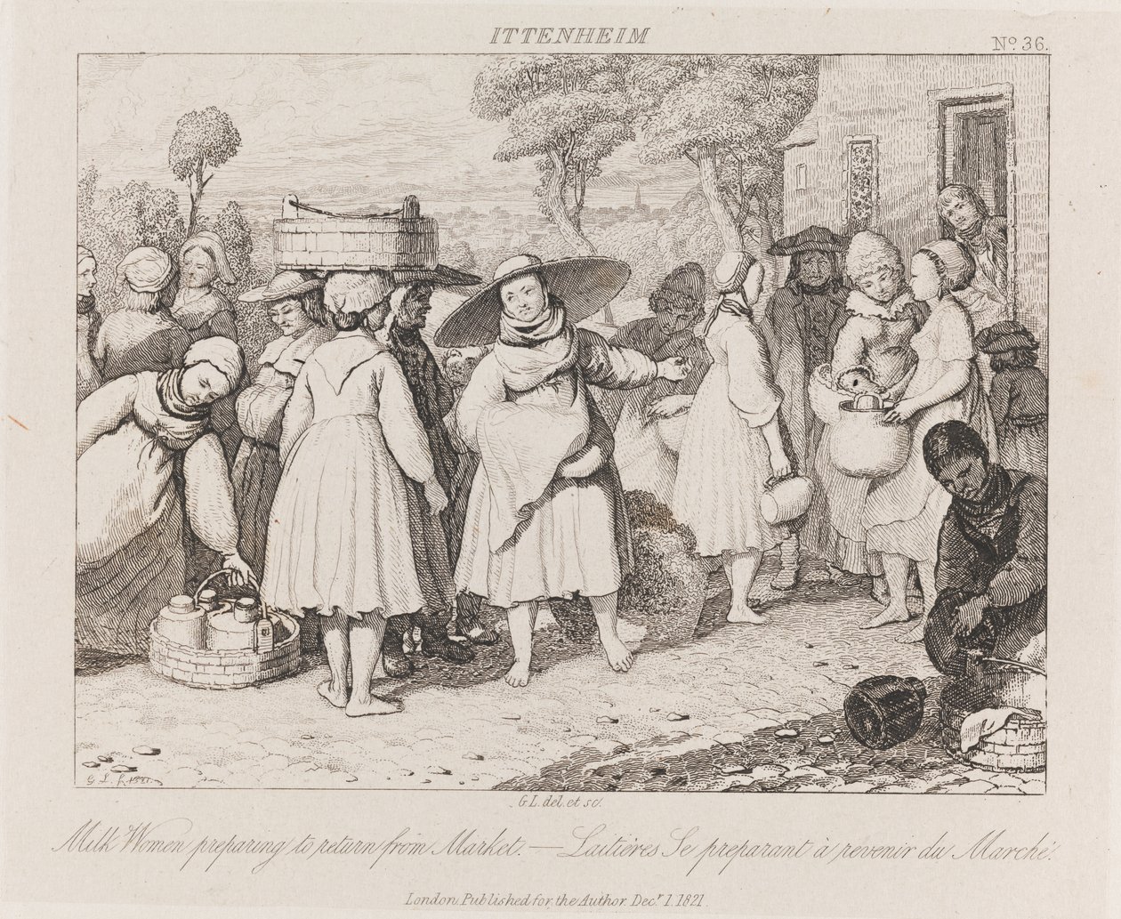 Milk Women, Ittenheim, ca. 1821 (radering) af George Robert Lewis