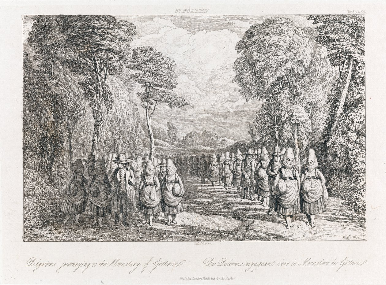 St. Polten - Pilgrimme, ca. 1821 (radering) af George Robert Lewis