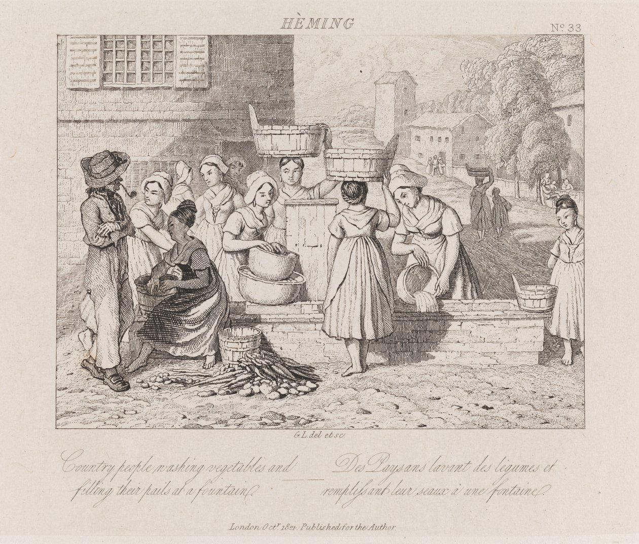 Vask grøntsager, Heming, ca. 1821 (ætsning) af George Robert Lewis