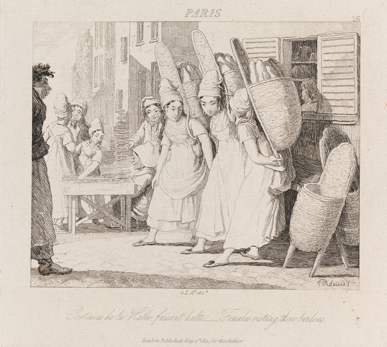 Kvinder hviler, Paris, ca. 1821 (radering) af George Robert Lewis