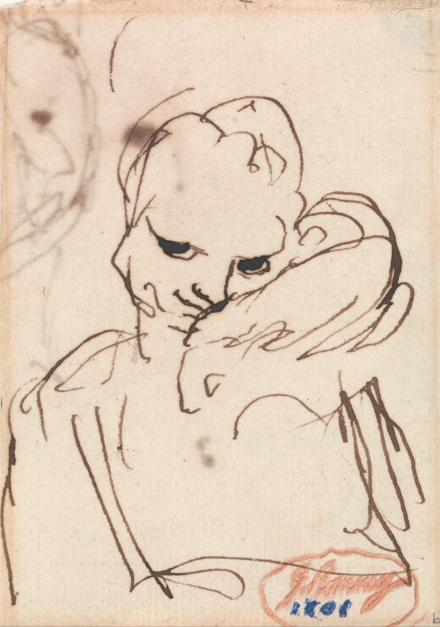 En pige med en kanin eller en hund på skulderen af George Romney