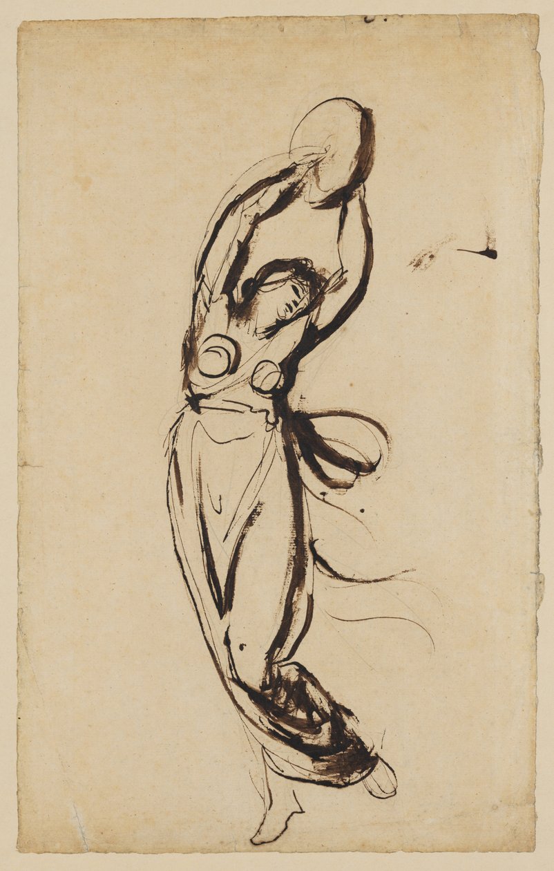 En nymfe, der danser med en tamburin af George Romney