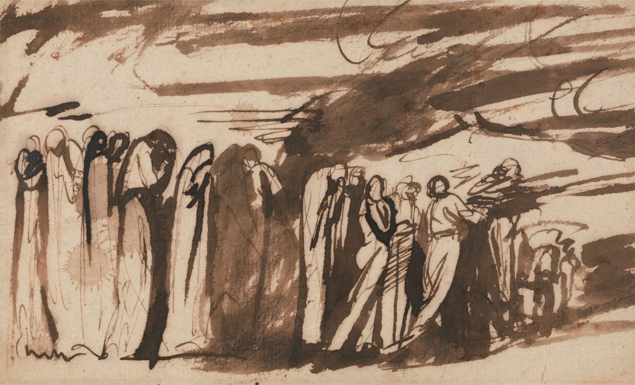 De fordømtes procession: Studie til Dantes »Inferno« af George Romney