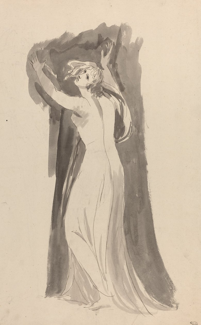En undersøgelse af Miranda til "The Tempest" af George Romney