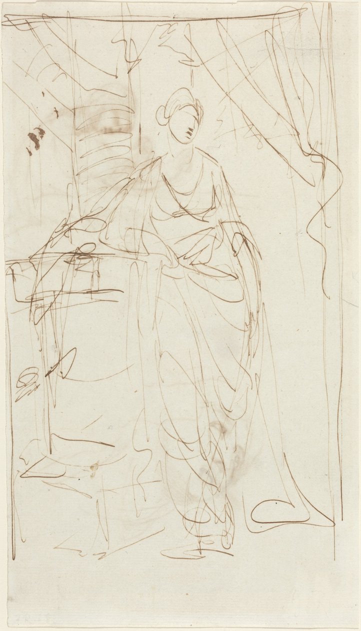 En elegant dame i klassisk påklædning [forsiden] af George Romney