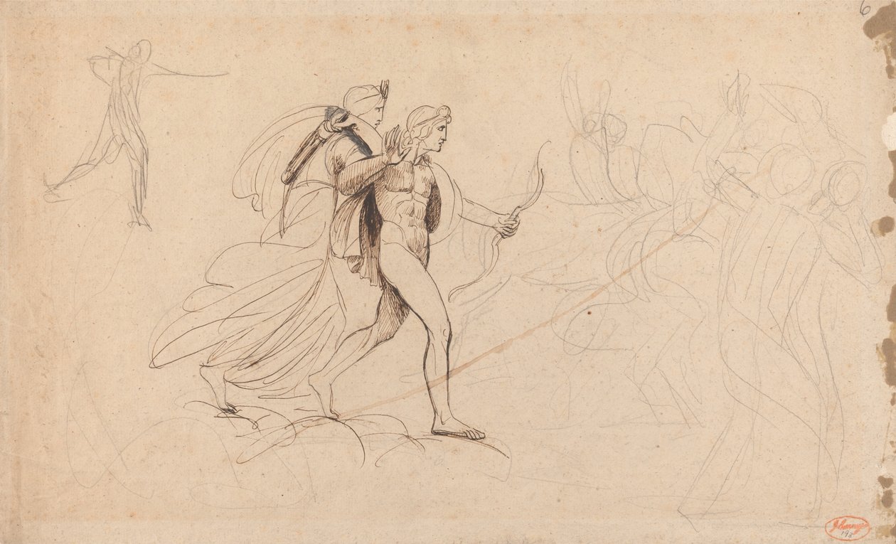 Apollo og Diana til "Ødelæggelsen af Niobes børn" af George Romney