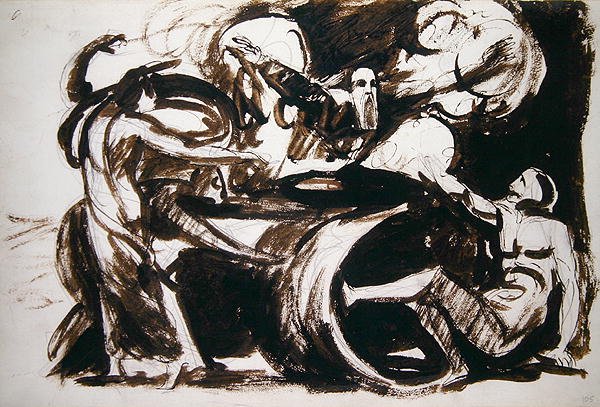 Drøm om Atossa (pen & blæk og vask over grafit på papir) af George Romney