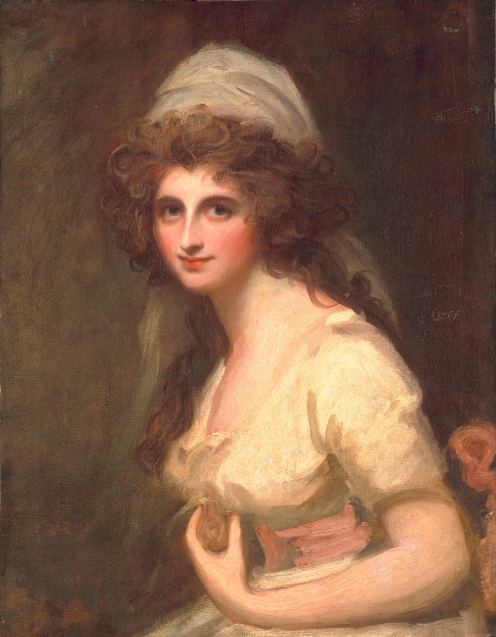 Emma Hart i hvid turban, ca. 1791 af George Romney