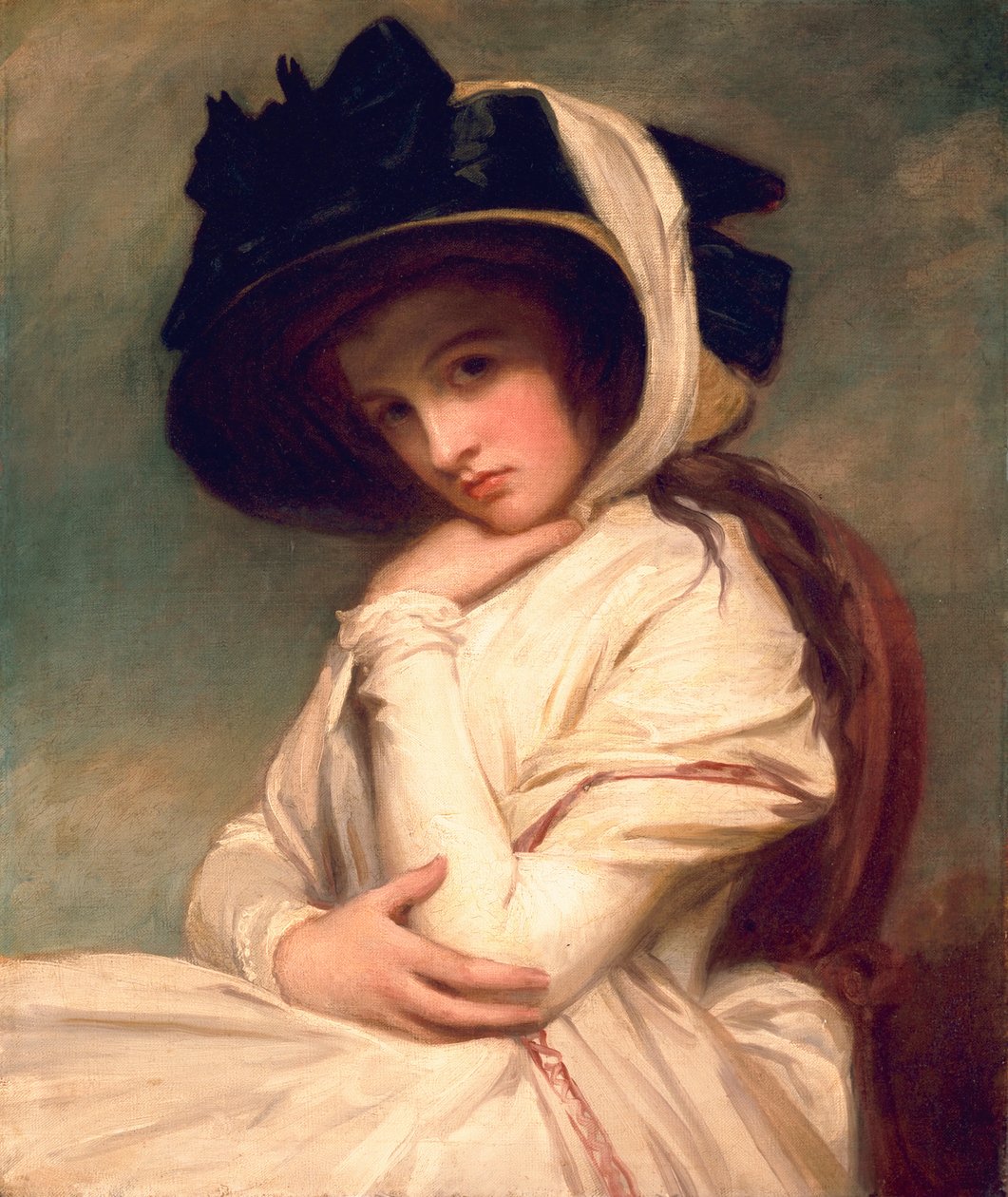 Emma Hart, senere Lady Hamilton, i stråhat, c.1782-94 af George Romney
