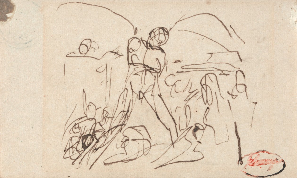 Figurkomposition; muligvis Samson og Delila af George Romney