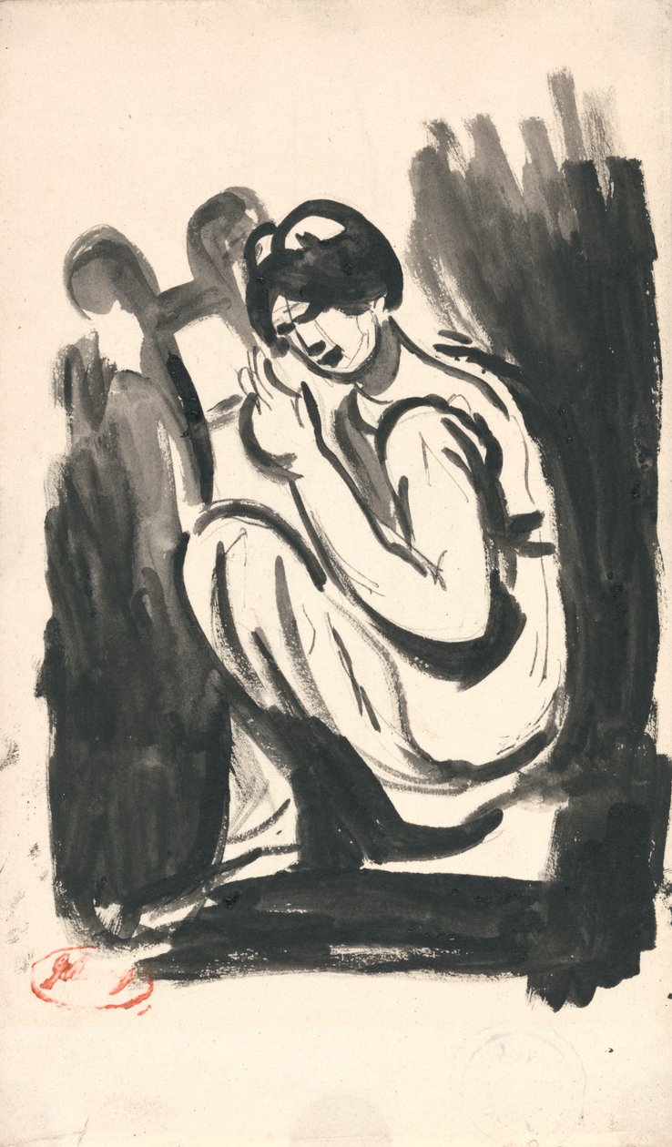 Pige, der spiller på lyren af George Romney