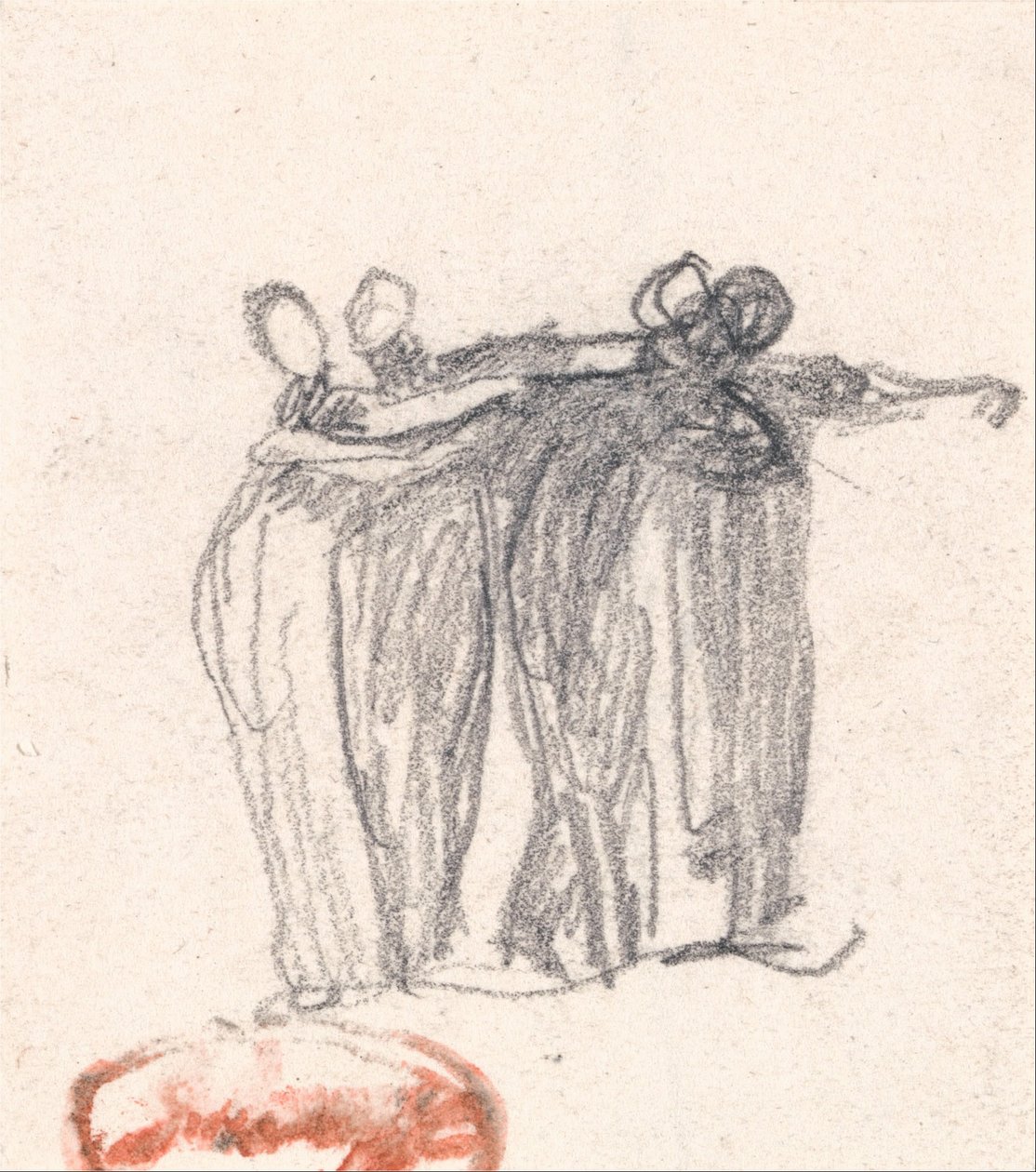 Gruppe af fire kvinder, der omfavner af George Romney