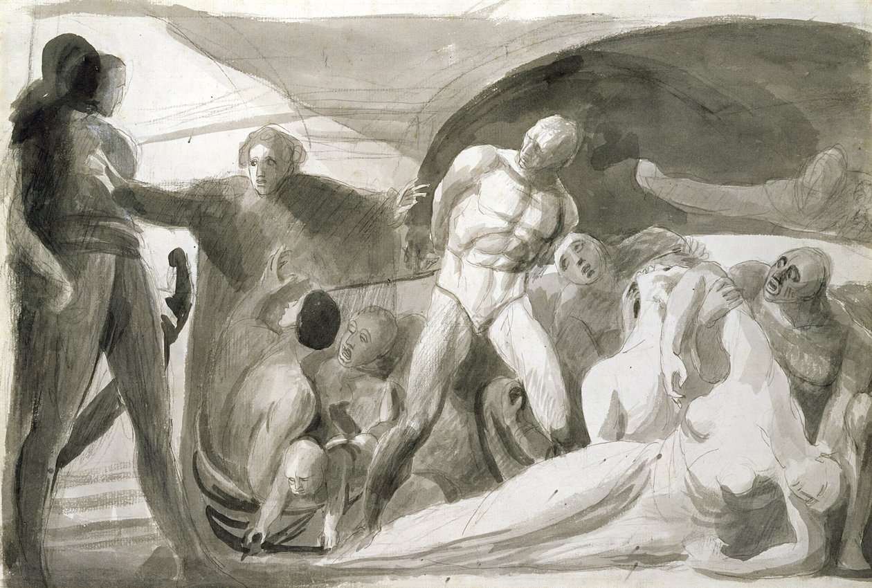 Howard besøger en Lazaretto (pen og blæk og vask på papir) af George Romney