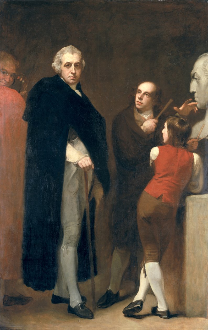 John Flaxman (1755-1826) modellerer sin buste af William Hayley (1745-1820), ca.1791-92 af George Romney
