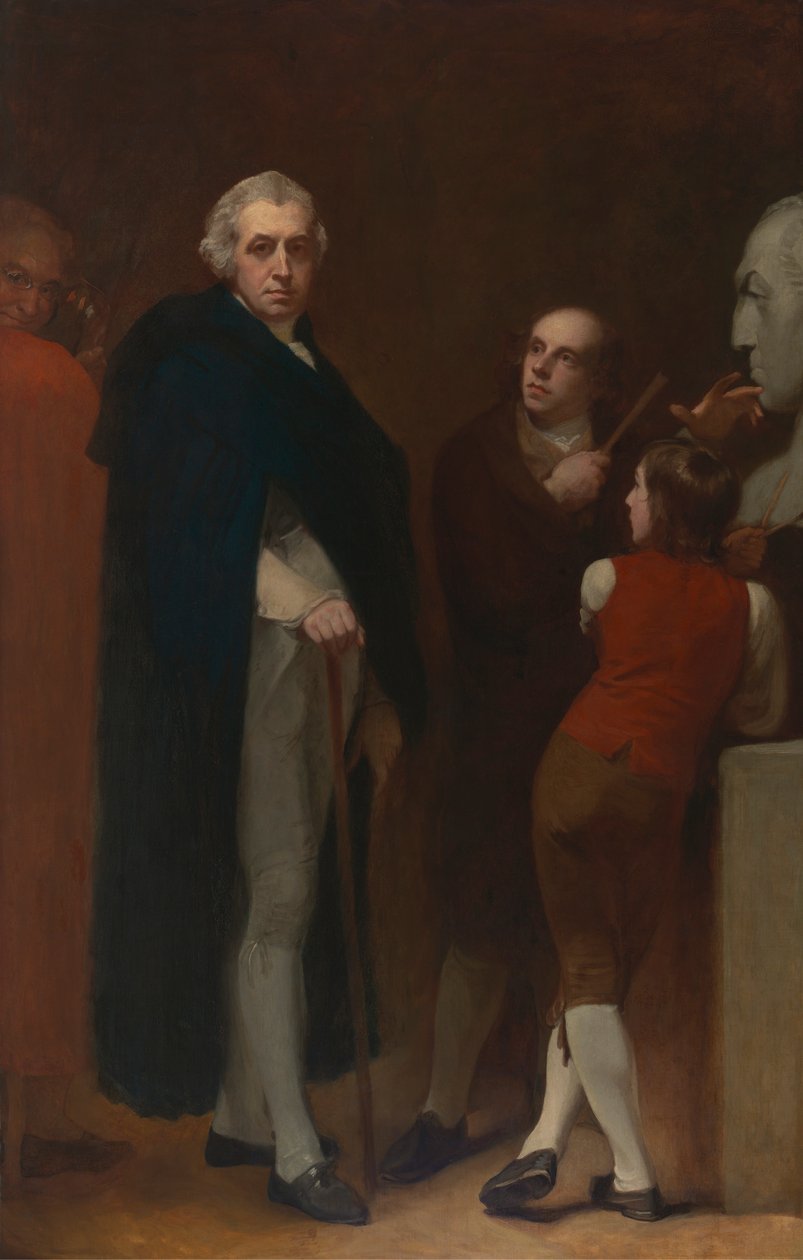 John Flaxman modellerer busten af William Hayley af George Romney