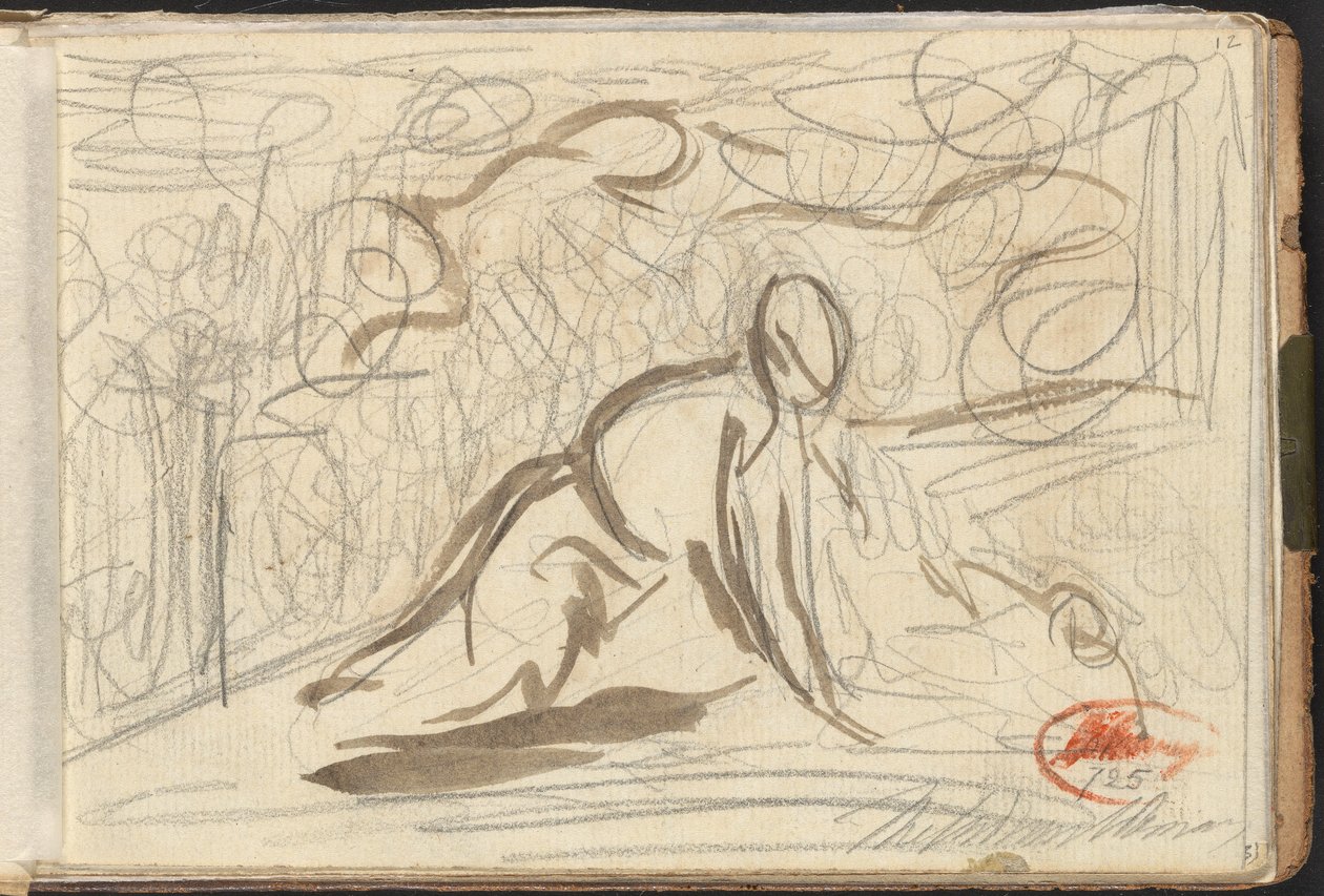 Knælende figur, omgivet af andre figurer af George Romney