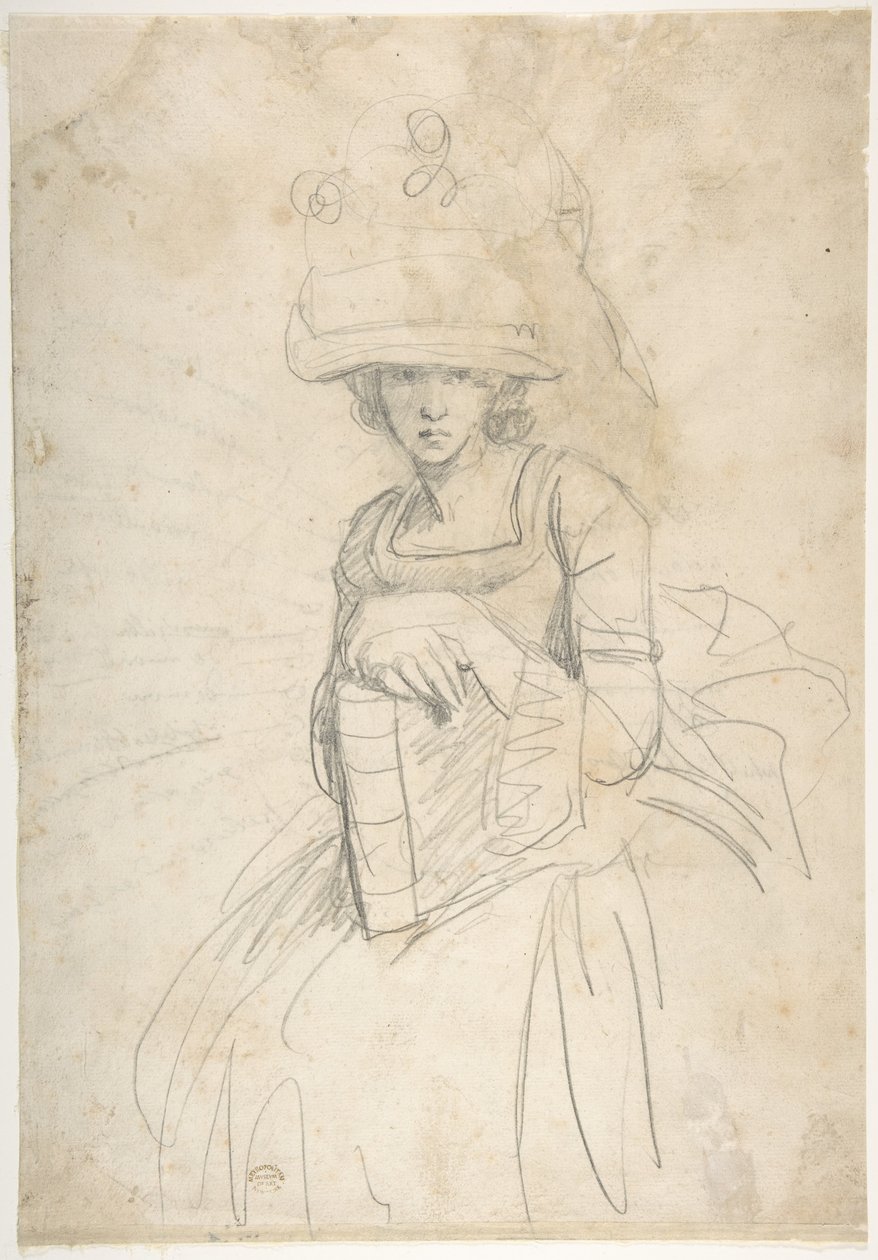 Dame med en bog (forsiden); Skitse til placering af farver på en palet (bagsiden) af George Romney
